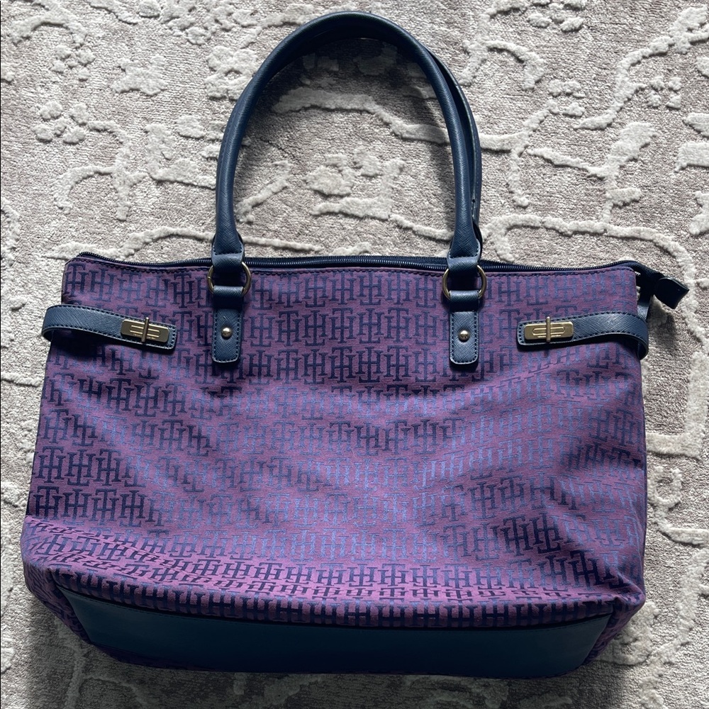 Tommy Hilfiger Purple and Navy Purse Tote